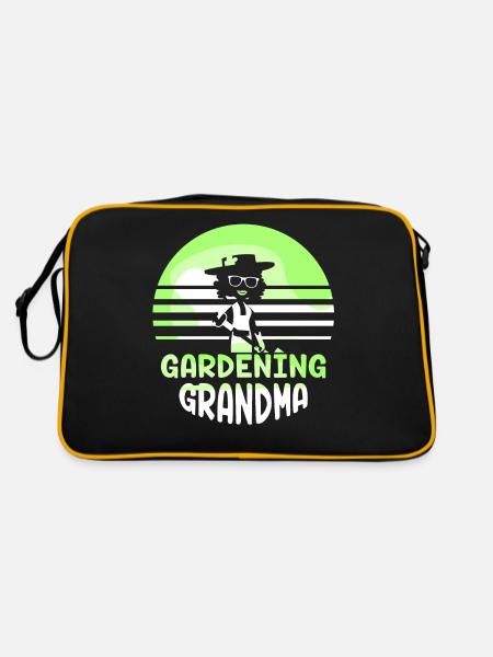 Gartenarbeit Oma Großmutter Gärtnerin Garten - Retro Tasche - Schwarz/Gold - Hinten
