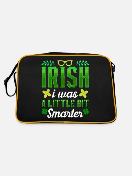 St Patricks Tag Gälisch Ire Irland Irisch - Retro Tasche - Schwarz/Gold - Hinten