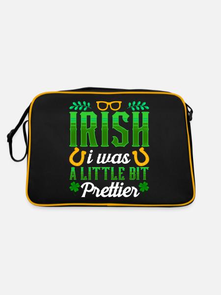St Patricks Tag Irisch Ire Gälisch Irland - Retro Tasche - Schwarz/Gold - Hinten