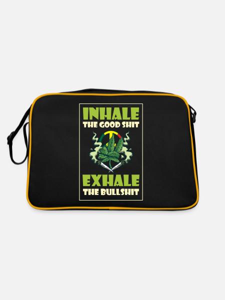 Inhale The Good Shit Exhale The Bullshit 420 Weed - Retro Tasche - Schwarz/Gold - Hinten