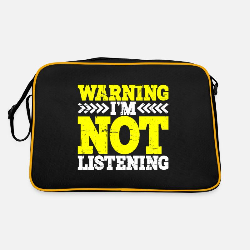 Warning I'm Not Listening 26 - Retro Tasche - Schwarz/Gold