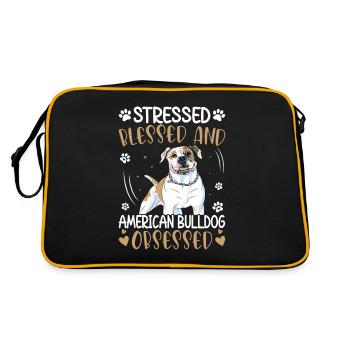 Gesegnete Amerikanische Bulldogge Besessen - Retro Tasche - Schwarz/Gold - Hinten