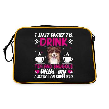 Buvez du thé et câlinez le chien de berger australien - Sac Retro - noir/or - Dos
