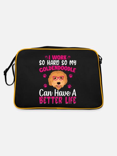 Work So Hard For Goldendoodle Fun Dog Owners - Retro Bag - black/gold - Back