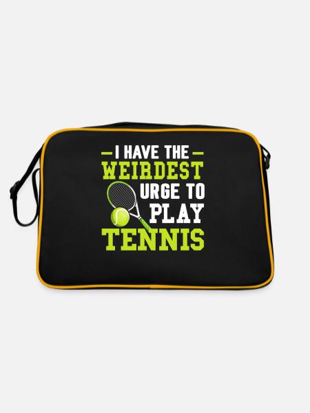 Drang Zum Tennisspielen Lustige Sportspieler - Retro Tasche - Schwarz/Gold - Hinten