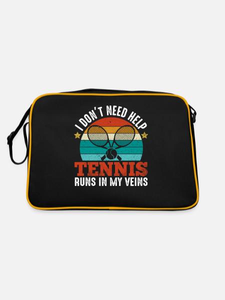 Tennis Runs In My Veins Funny Sports Player Coach - Retro Tasche - Schwarz/Gold - Hinten