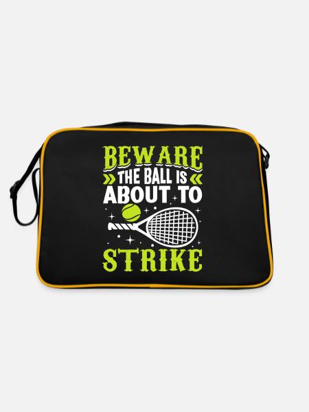 Ball Over To Beat Tennis Fun Sports Player - Retro Bag - black/gold - Back