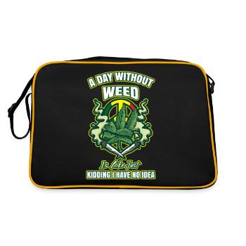 A Day Without Weed Is Like Cannabis Weed Smoking - Retro Bag - black/gold - Back