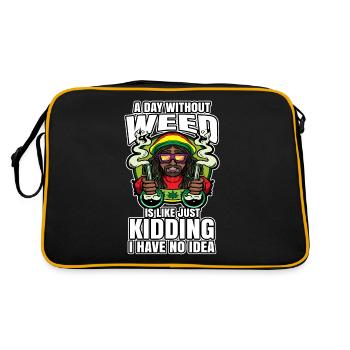 A Day Without Weed Is Like Cannabis Weed Smoking - Retro Bag - black/gold - Back