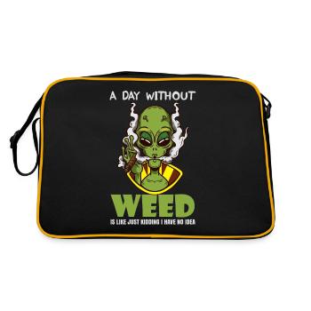 A Day Without Weed Is Like Cannabis Weed Smoking - Retro Bag - black/gold - Back