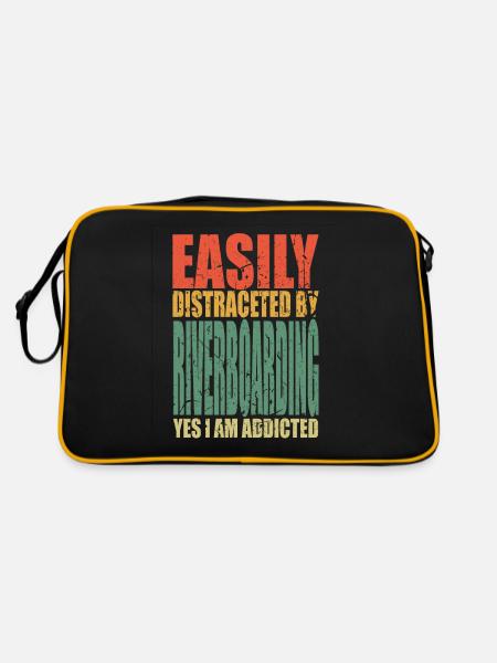 Riverboarding Spruch lustig - Retro Tasche - Schwarz/Gold - Hinten