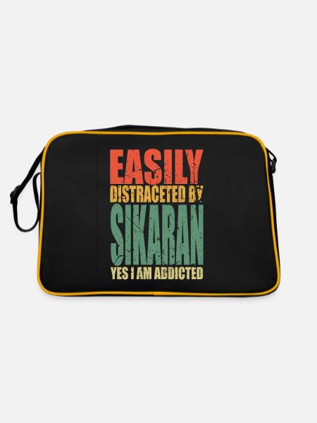 Sikaran Spruch lustig - Retro Tasche - Schwarz/Gold - Hinten