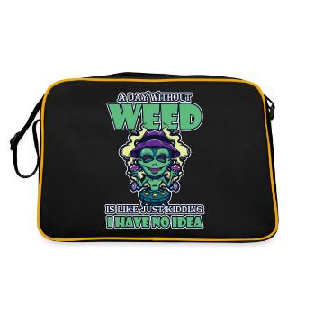 A Day Without Weed Is Like Cannabis Weed Smoking - Retro Bag - black/gold - Back
