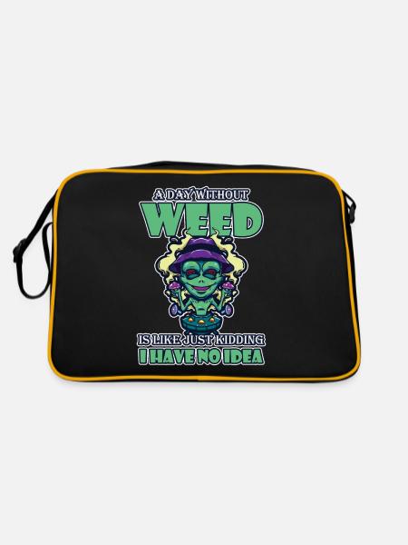 A Day Without Weed Is Like Cannabis Weed Smoking - Retro Bag - black/gold - Back