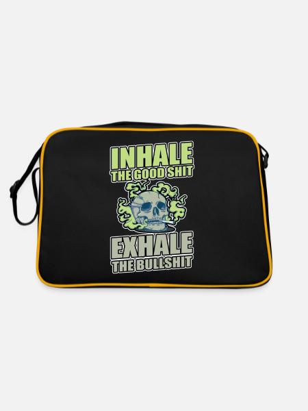Inhale The Good Shit Exhale The Bullshit 420 Weed - Retro Tasche - Schwarz/Gold - Hinten