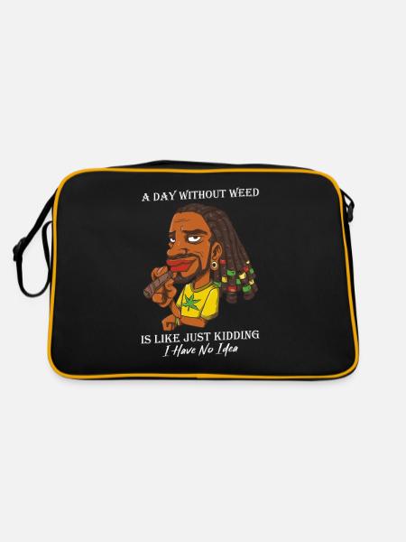 A Day Without Weed Is Like Cannabis Weed Smoking - Retro Bag - black/gold - Back
