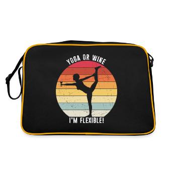 Yoga oder Wein - Ich bin flexibel Yoga & Wein Lieb - Retro Tasche - Schwarz/Gold - Hinten