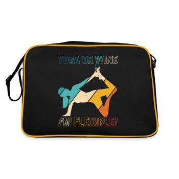 Yoga oder Wein - Ich bin flexibel Yoga & Wein Lieb - Retro Tasche - Schwarz/Gold - Hinten