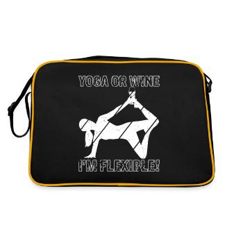 Yoga oder Wein - Ich bin flexibel Yoga & Wein Gesc - Retro Tasche - Schwarz/Gold - Hinten