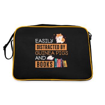 Leicht abgelenkt von Meerschweinchen Lustiger - Retro Tasche - Schwarz/Gold - Hinten