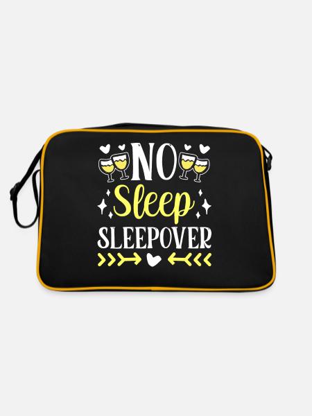 Kein Schlaf Sleepover Übernachtung Übernachten - Retro Tasche - Schwarz/Gold - Hinten