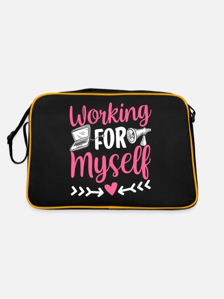 Ich Arbeite Für Mich Mädchen Mama CEO Gründer - Retro Tasche - Schwarz/Gold - Hinten