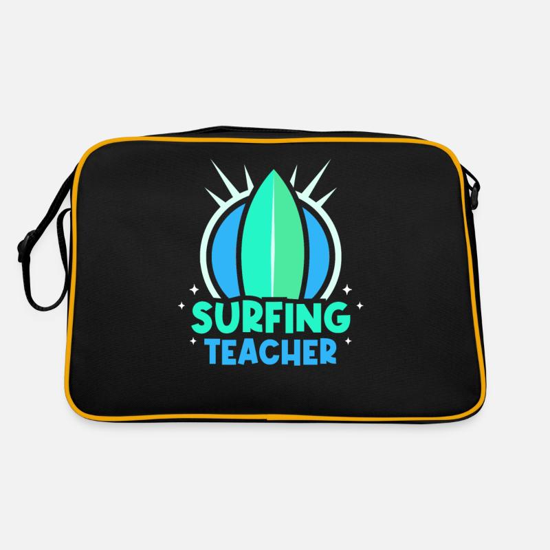 Surflehrer Surfer Surfbrett Surfing Surfen Retro Tasche