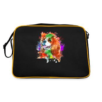 King Charles Cavalier Rainbow color portrait - - Retro Bag - black/gold - Back