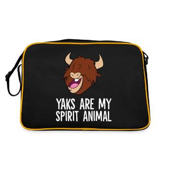 Yaks sind mein Seelentier - Retro Tasche - Schwarz/Gold - Hinten