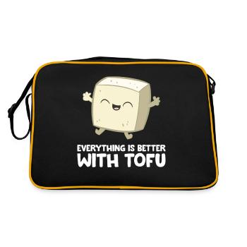 Tofu Vegan Vegetarisches Essen Alles ist besser - Retro Tasche - Schwarz/Gold - Hinten