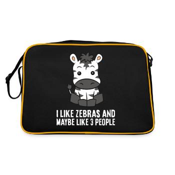I Like Zebras And Maybe Like 3 People Zebras - Retro Bag - black/gold - Back