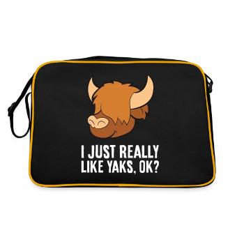 I Just Really Like Yaks, Ok? Funny Yak - Retro Bag - black/gold - Back
