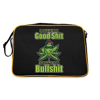 Inhale The Good Shit Exhale The Bullshit 420 Weed - Retro Tasche - Schwarz/Gold - Hinten