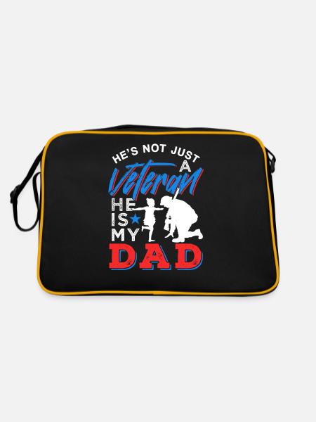 Not just a veteran He's my father girl - Retro Bag - black/gold - Back
