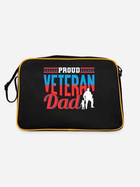 Stolzer Veteran Papa Sprüche Papi Vater Vater Tag - Retro Tasche - Schwarz/Gold - Hinten