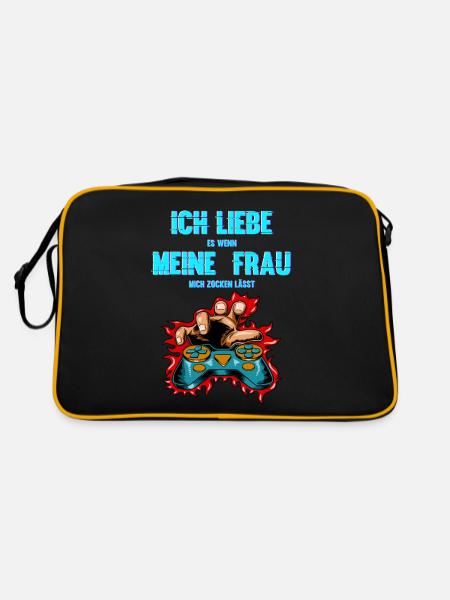 I love it when my wife lets me gamble - Retro Bag - black/gold - Back