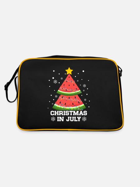 Christmas July Watermelon X-Mas Tree Fruit Summer - Retro Bag - black/gold - Back
