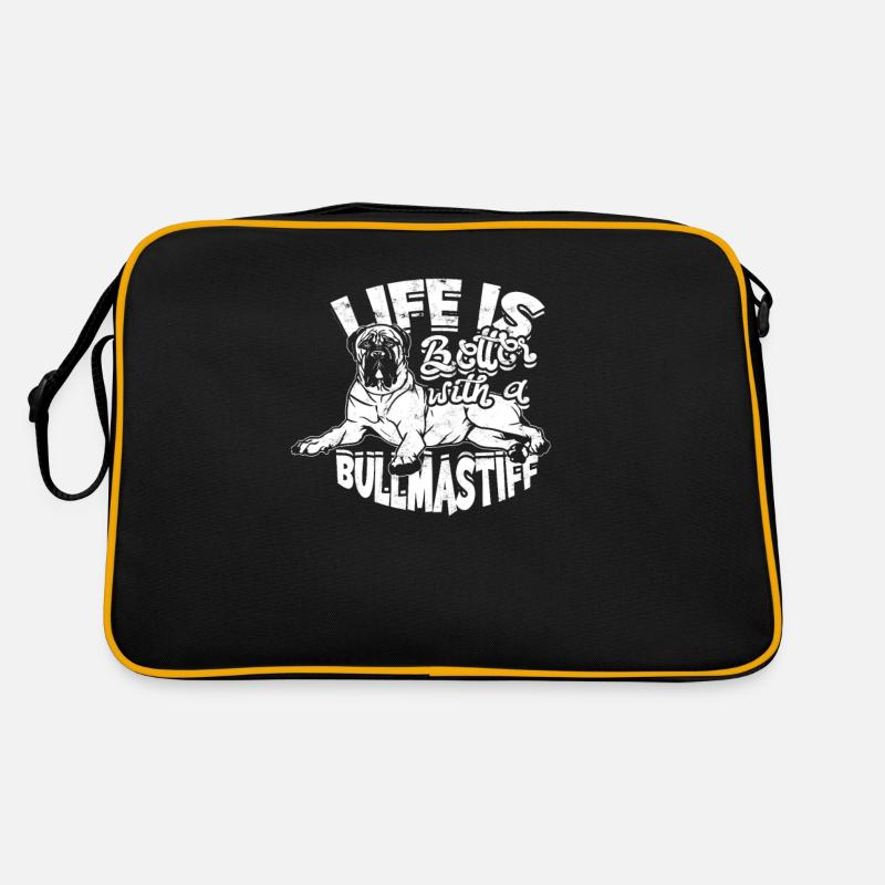 Das Leben ist besser mit einem Bullmastiff - Bullmastiff - Retro Tasche - Schwarz/Gold