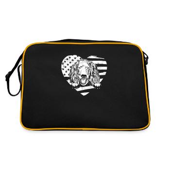 Boykin épagneul chien silhoutte avec drapeau américain - Sac Retro - noir/or - Dos