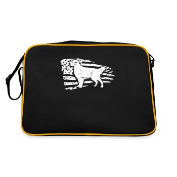 Golden Retriever dog silhoutte with american flag - Retro Bag - black/gold - Back