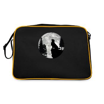 Golden Retriever heult den Mond an - Mobilität - Retro Tasche - Schwarz/Gold - Hinten