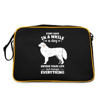 Hin und wieder tritt ein Hund in Ihr Leben und - Retro Tasche - Schwarz/Gold - Hinten