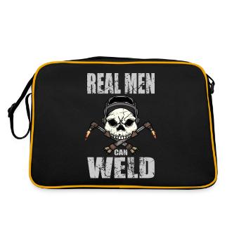 Schweißen Metall Echte Männer können Schweißer schweißen - Retro Tasche - Schwarz/Gold - Hinten