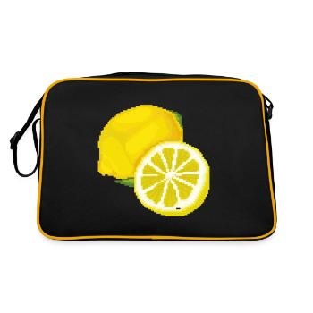 Retro Pixel Zitrone - Retro Tasche - Schwarz/Gold - Hinten