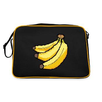 Retro Pixel Banane - Retro Tasche - Schwarz/Gold - Hinten