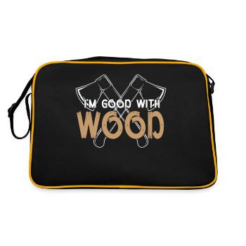 I am good with woodwork woodwork woodworker - Retro Bag - black/gold - Back