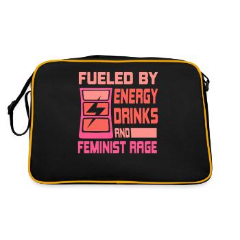 Alimenté par les boissons énergisantes et la colère féministe - Sac Retro - noir/or - Dos