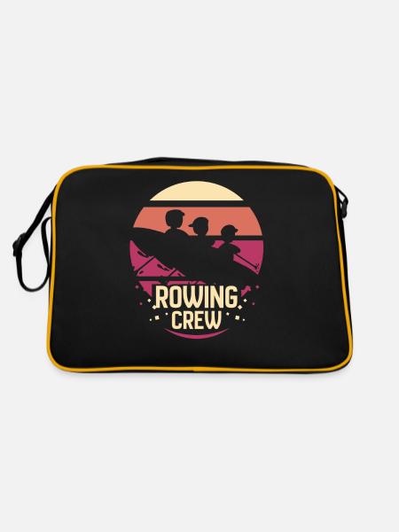 Rudermannschaft Ruderer Ruderboot Ruder Rudern - Retro Tasche - Schwarz/Gold - Hinten