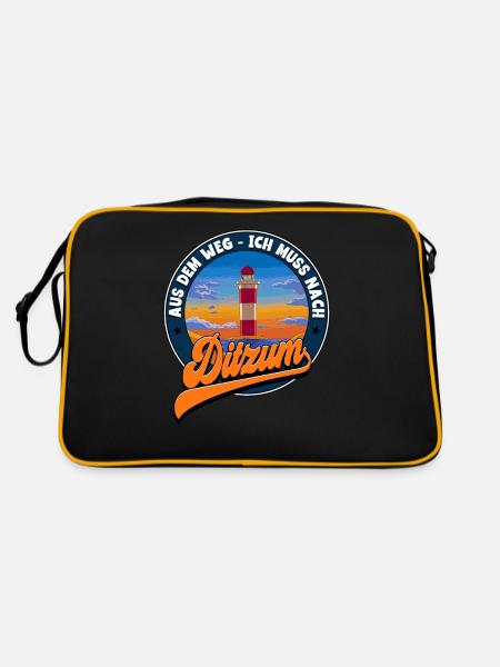 Ditzum - Retro Tasche - Schwarz/Gold - Hinten