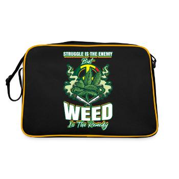 La lutte est l’ennemi, mais l’herbe est le remède - Sac Retro - noir/or - Dos